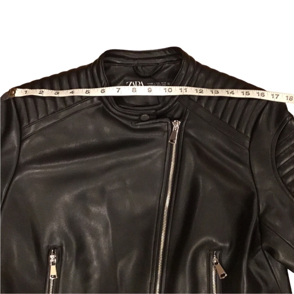 ZARA Biker Jacket Black Faux Leather Zip Size: XXL❗️READ & CHECK MEASUREMENTS❗️ - Picture 9 of 16